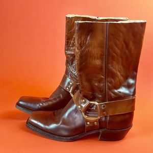 Ladies 6/7 Motorcycle Boots Vintage Brown Leather